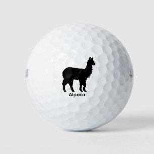 Alpaka-Silhouette - Schwarzes Tier Golfball