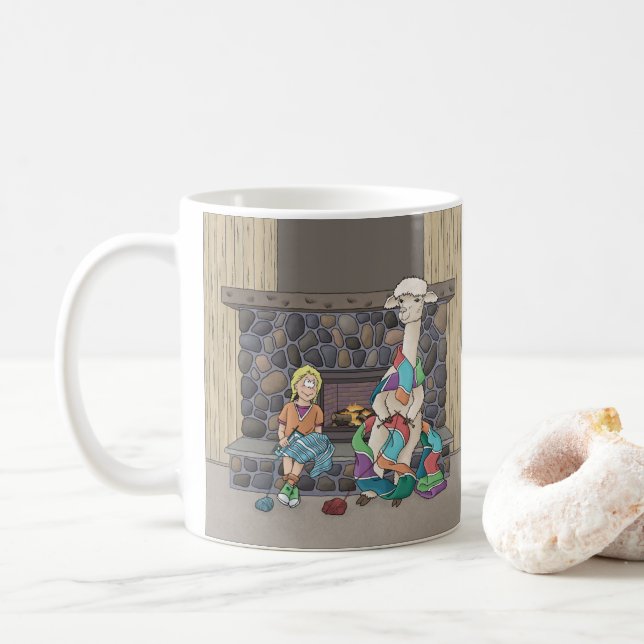 Alpaka Stricken Kaffeetasse (Mit Donut)