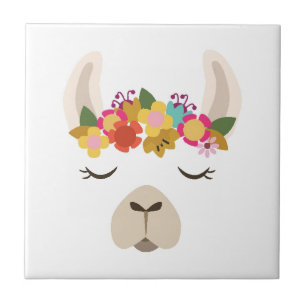 Alpaka-u. Blumen-Muster Fliese