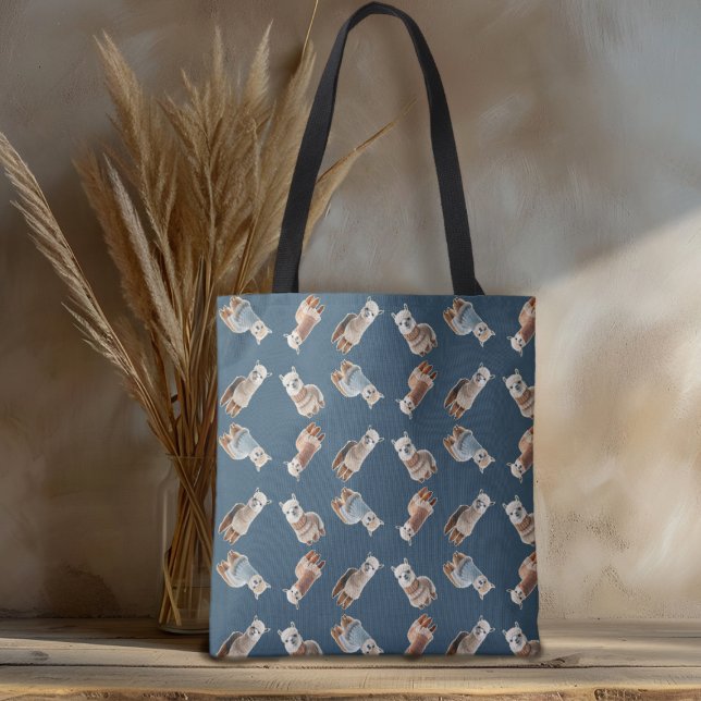 Alpakas in Strickjacken Muster Stricken Tasche (Von Creator hochgeladen)
