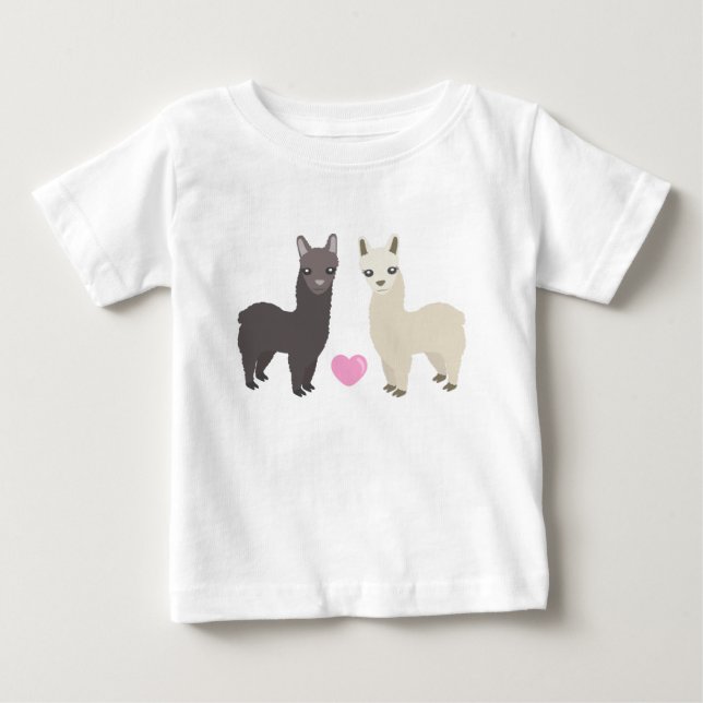 Alpakas und Herz Baby T-shirt (Vorderseite)