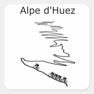 Alpe d Huez in Frankreich Radsport für Männer un Quadratischer Aufkleber