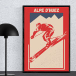 Alpe d'Huez France Ski Resort Vintag Poster<br><div class="desc">Ein Vintag geometrisches Skiposter für das berühmte französische Bergdorf und das Skigebiet Alpe d'Huez in den Alpen. Ideal für Skifahrer,  Schnee- und Bergfreunde.</div>