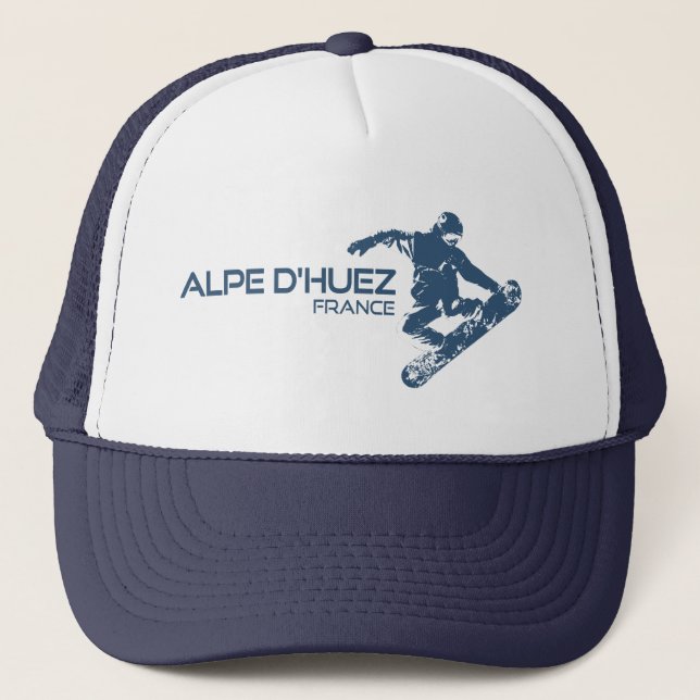 Alpe d'Huez France Snowboarder Truckerkappe (Vorderseite)