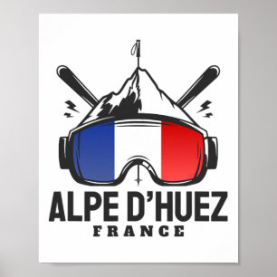 Alpe D'huez Frankreich Skigebiet Retro-Skifahren Poster