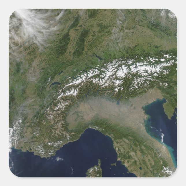 Alpen 2 quadratischer aufkleber (Vorderseite)