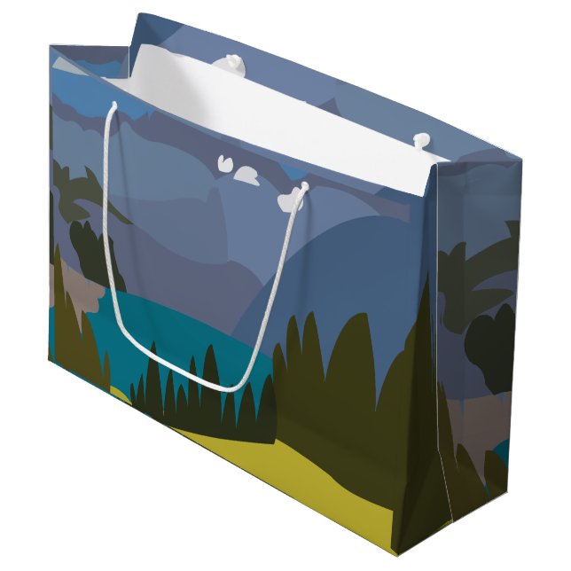 Alpen Bergsee Große Geschenktüte (Vorderseite Schrägansicht)
