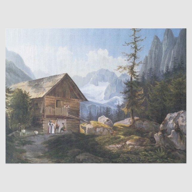 Alpen-Gebirgsbaum- des WaldesChateau-Seidenpapier Seidenpapier (Vorderseite)