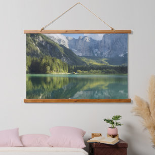 Alpen Türkis Wasser Schöne Bergsee Wandteppich Mit Holzrahmen