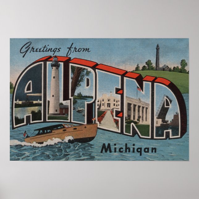 Alpena, Michigan - Große Buchstabenszenen Poster (Vorne)