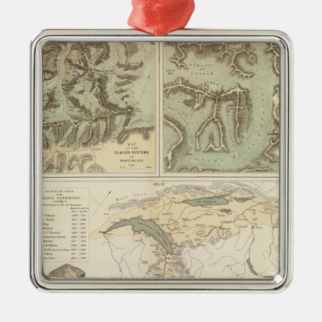 Alpengletschersysteme Silbernes Ornament (Vorne)