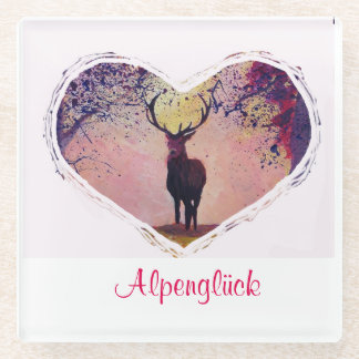 Alpenglück Hirsch Glasuntersetzer