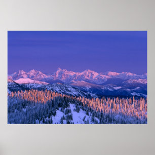 Alpenglühen trifft die Gipfel des Gletschers Poster
