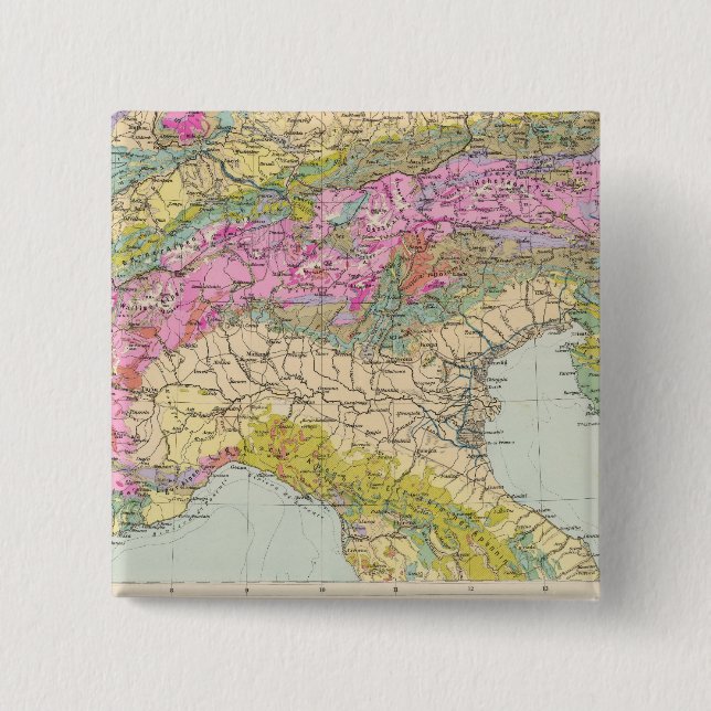 Alpenlander - Atlas Karte der Alpen Button (Vorderseite)