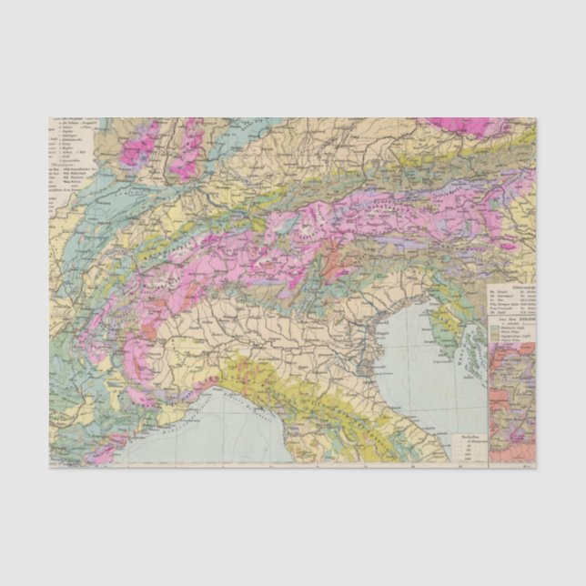 Alpenlander - Atlas-Karte der Alpen Seidenpapier (Vorderseite)