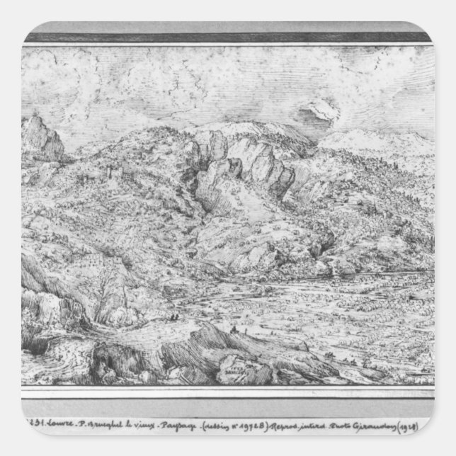 Alpenlandschaft, 1553 quadratischer aufkleber (Vorderseite)
