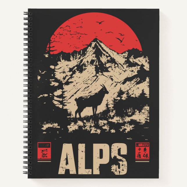 Alpenpuls - Retro-Schneespitzen Notizbuch (Vorderseite)