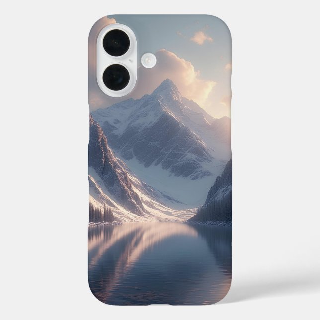 Alpensee-Sonnenaufgangsreflexion  iPhone 16 Hülle (Rückseite)