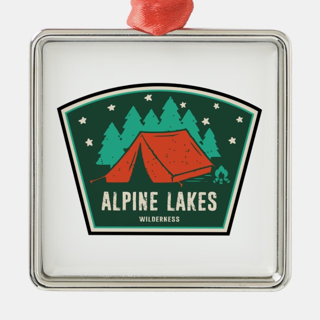 Alpenseen Wilderness Camping Ornament Aus Metall (Vorne)