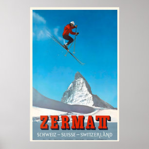 Alpes du Zermatt Suisse Affiche de voyage vintage