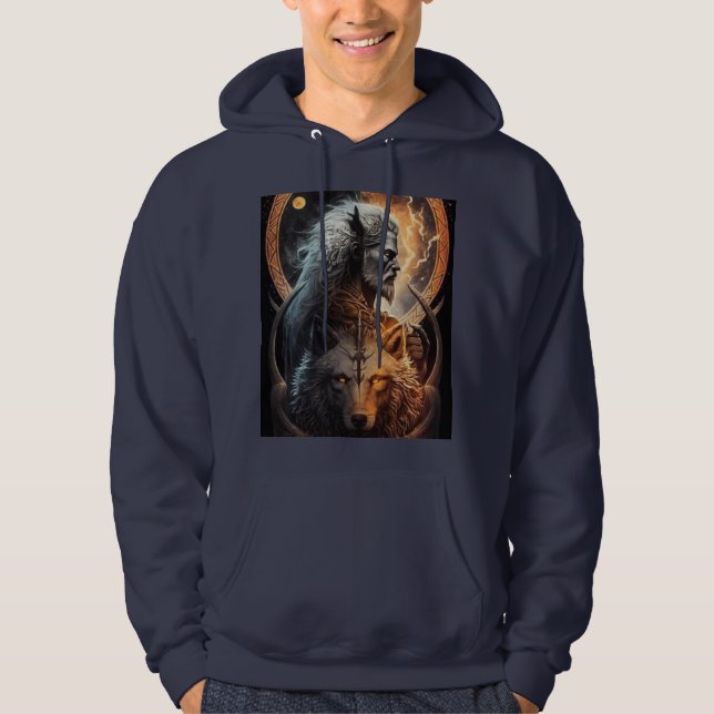 "Alpha Avenger: Männerwolf-Inspiriert Hoodie-Kolle Hoodie (Vorderseite)