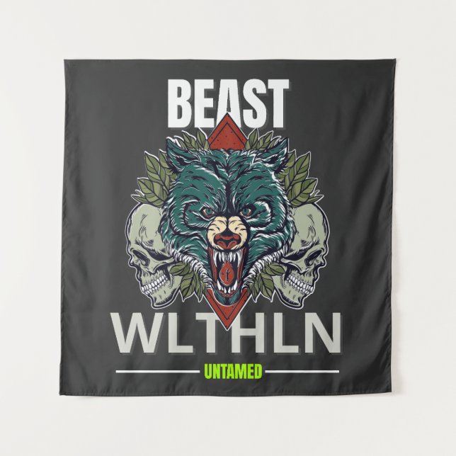 Alpha Beast _ Untamed Wolf Streetwear Fearless  Wandteppich (Vorderseite)