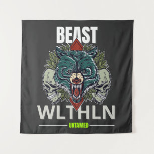 Alpha-Biest _ Ungezähmte Wolf Streetwear Furchtlos Wandteppich
