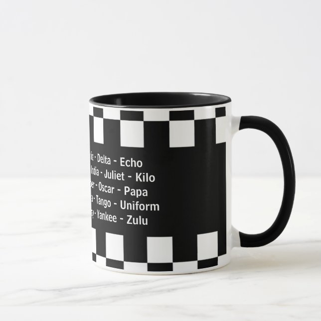 Alpha Bravo Charlie Echo Phonetic Alphabet Tasse (Rechts)