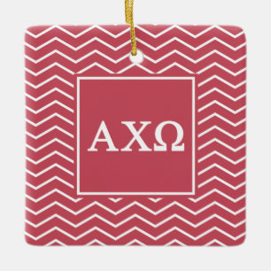 Alpha Chi Omega Chevron-Muster Keramikornament