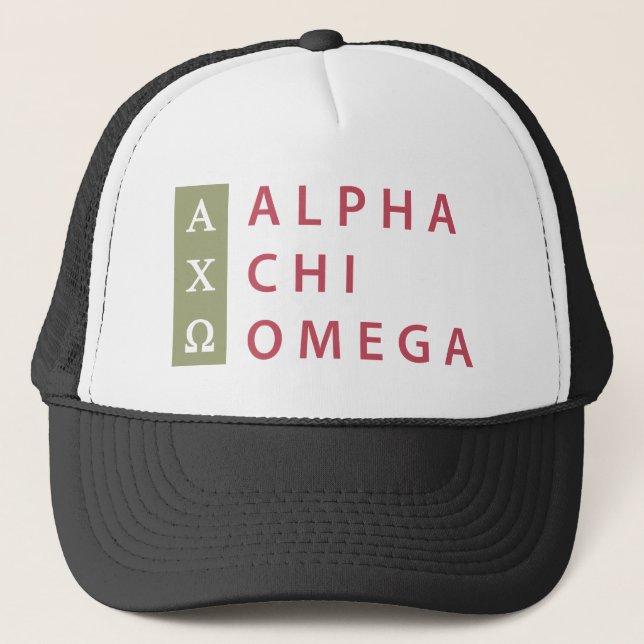 Alpha Chi Omega| gestapelte Logos Truckerkappe (Vorderseite)