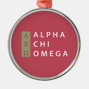 Alpha Chi Omega Gestapeltes Logo Silbernes Ornament