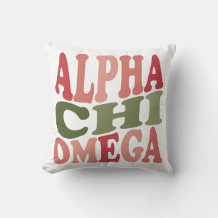 Alpha Chi Omega Groovy Retro gestapeltes Grafikdes Kissen
