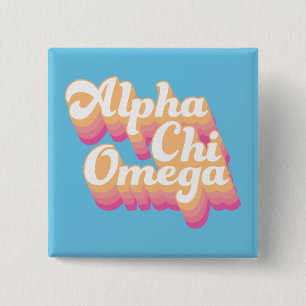 Alpha Chi Omega Groovy Schrift Button