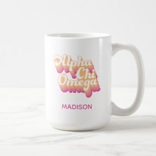 Alpha Chi Omega Groovy Schrift Kaffeetasse