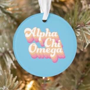 Alpha Chi Omega Groovy Schrift Ornament