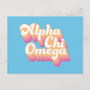 Alpha Chi Omega Groovy Schrift Postkarte
