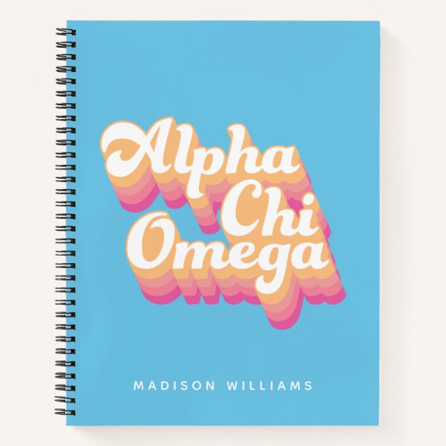 Alpha Chi Omega | Groovy Script Notizbuch (Vorderseite)