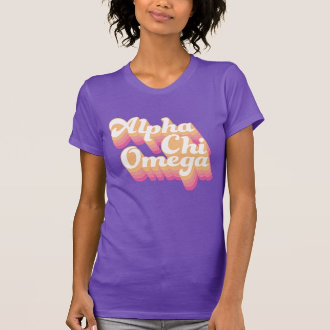 Alpha Chi Omega| Groovy Script T-Shirt (Vorderseite)