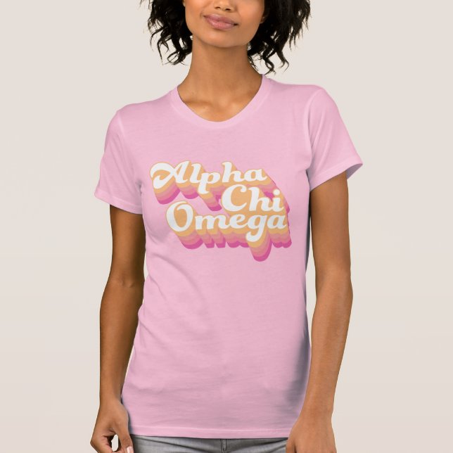 Alpha Chi Omega| Groovy Script T-Shirt (Vorderseite)