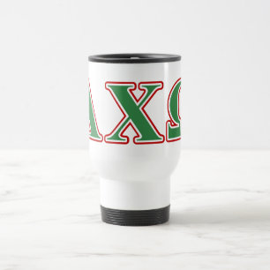 Alpha Chi Omega Grün und Rote Buchstaben Reisebecher