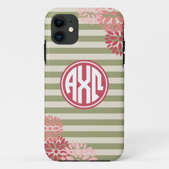Alpha Chi Omega | Monogramm Streifenmuster Case-Mate iPhone Hülle (Rückseite)