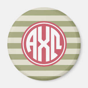 Alpha Chi Omega   Monogramm Streifenmuster Magnet