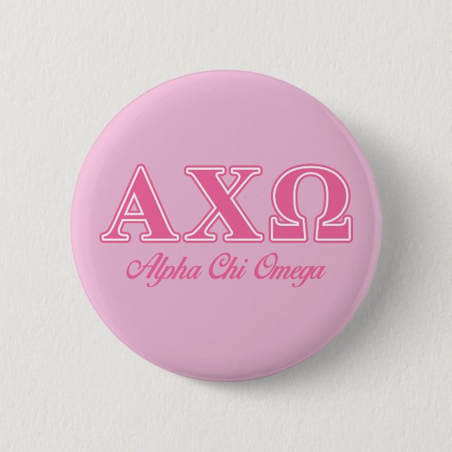 Alpha Chi Omega rosa Buchstaben Button (Vorderseite)