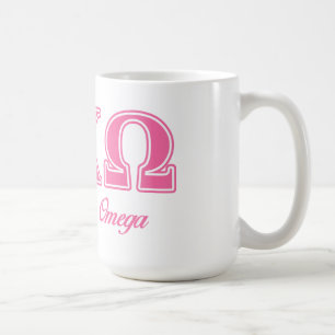 Alpha Chi Omega rosa Buchstaben Kaffeetasse