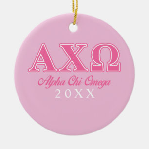 Alpha Chi Omega rosa Buchstaben Keramikornament