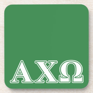 Alpha Chi Omega Weiße und Grüne Buchstaben Getränkeuntersetzer