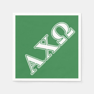 Alpha Chi Omega Weiße und Grüne Buchstaben Serviette