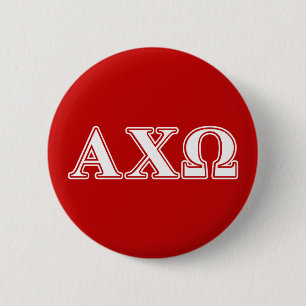 Alpha Chi Omega Weiße und Rote Buchstaben Button