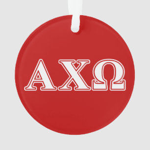 Alpha Chi Omega Weiße und Rote Buchstaben Ornament