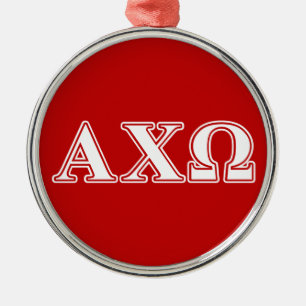 Alpha Chi Omega Weiße und Rote Buchstaben Ornament Aus Metall